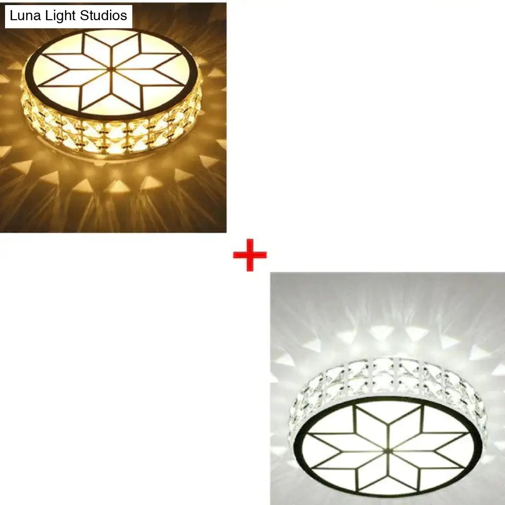 Modern Metal Crystal Ceiling Lamp For Hallway Dinning Room 6W/12W Glass Lampshade Round Aisle