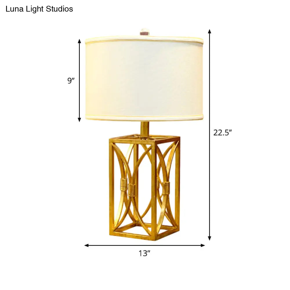 Modern Metal Cylinder Nightstand Light In Gold For Living Room