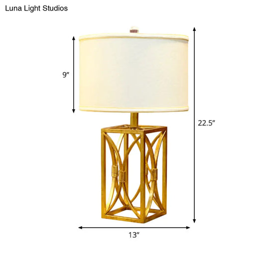 Modern Metal Cylinder Nightstand Light In Gold For Living Room