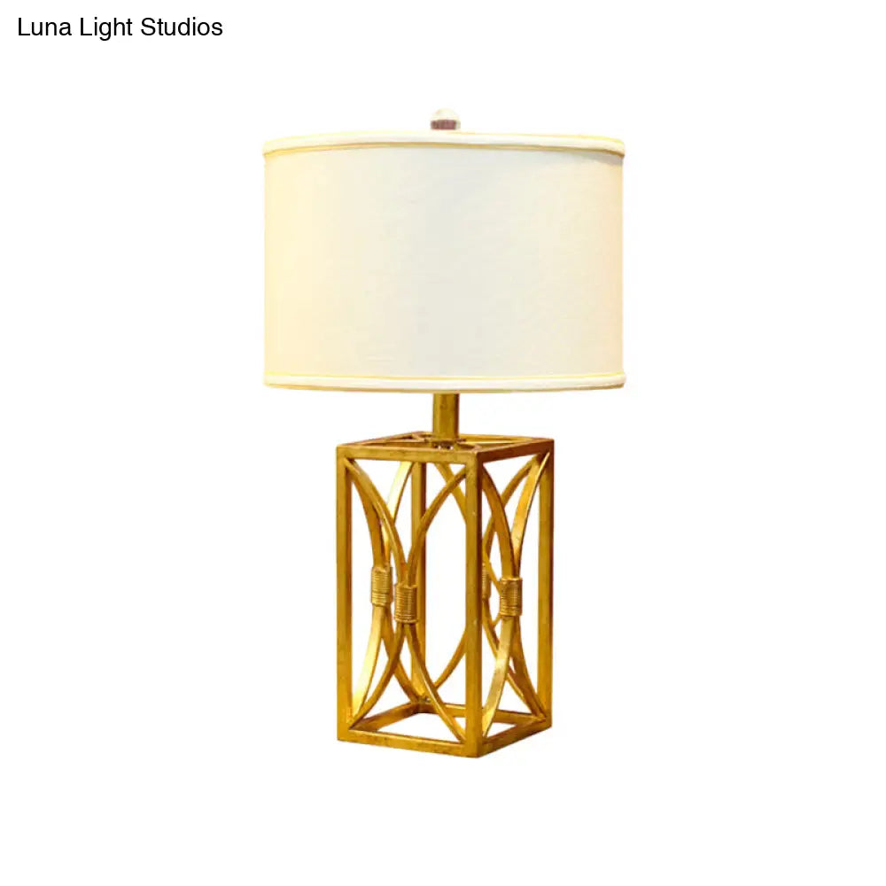 Modern Metal Cylinder Nightstand Light In Gold For Living Room