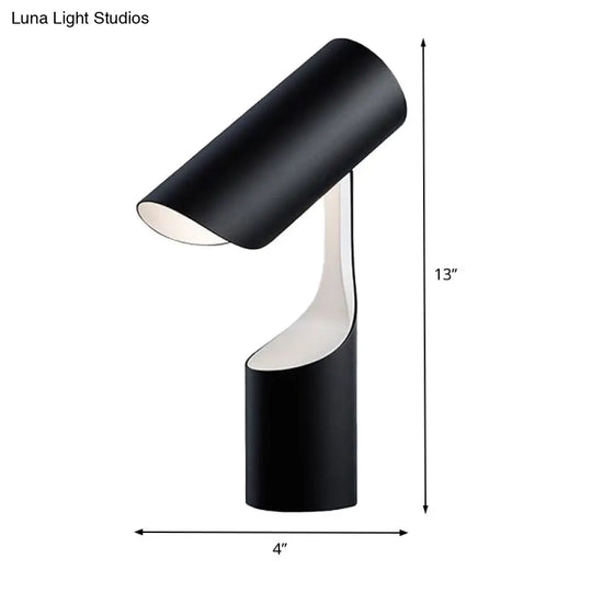 Modern Metal Cylindrical Task Light 1-Head Night Table Lamp In Black For Bedroom