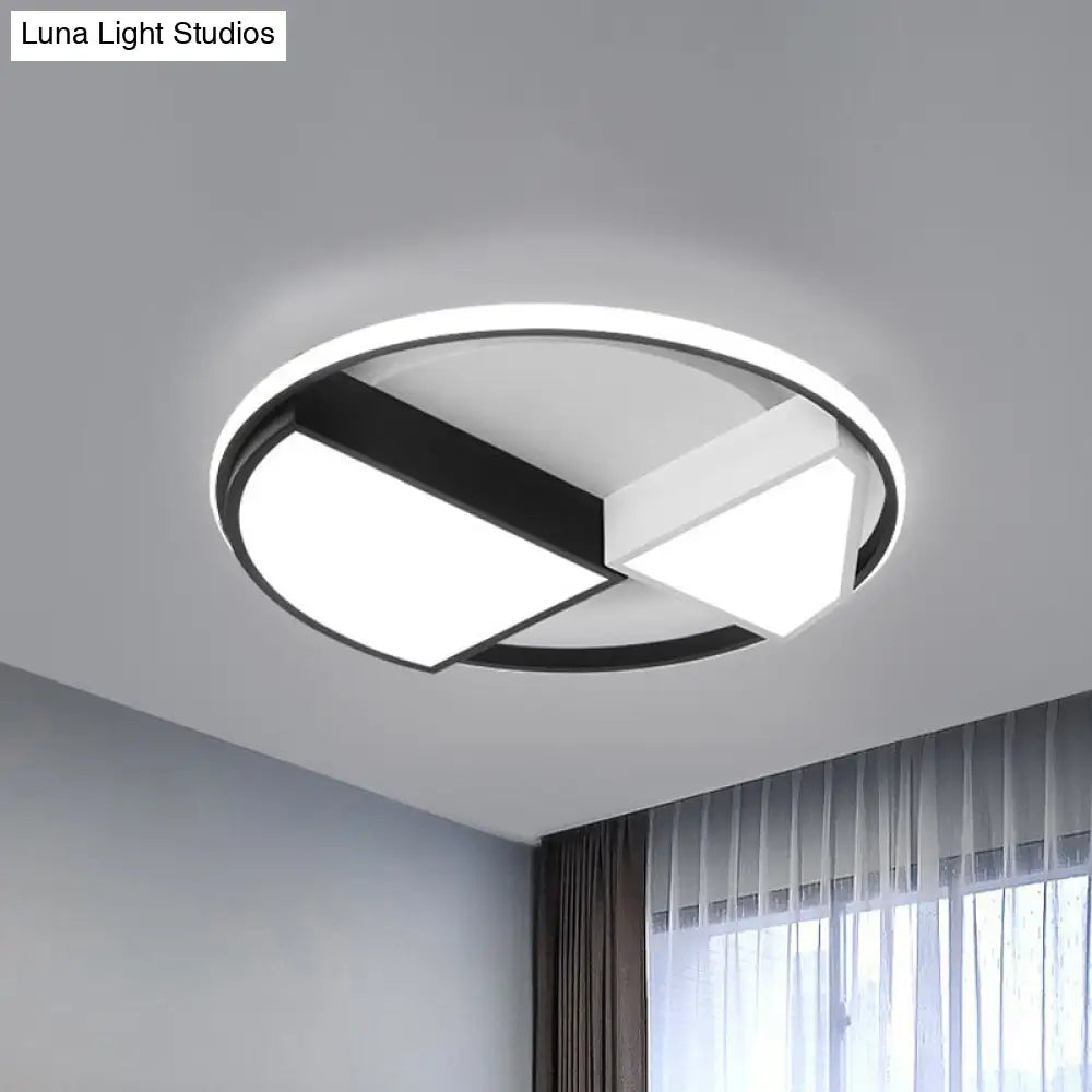 Modern Metal Diamond Ceiling Mounted Led Fixture - 16’/19.5’ Wide Black - White Flushmount