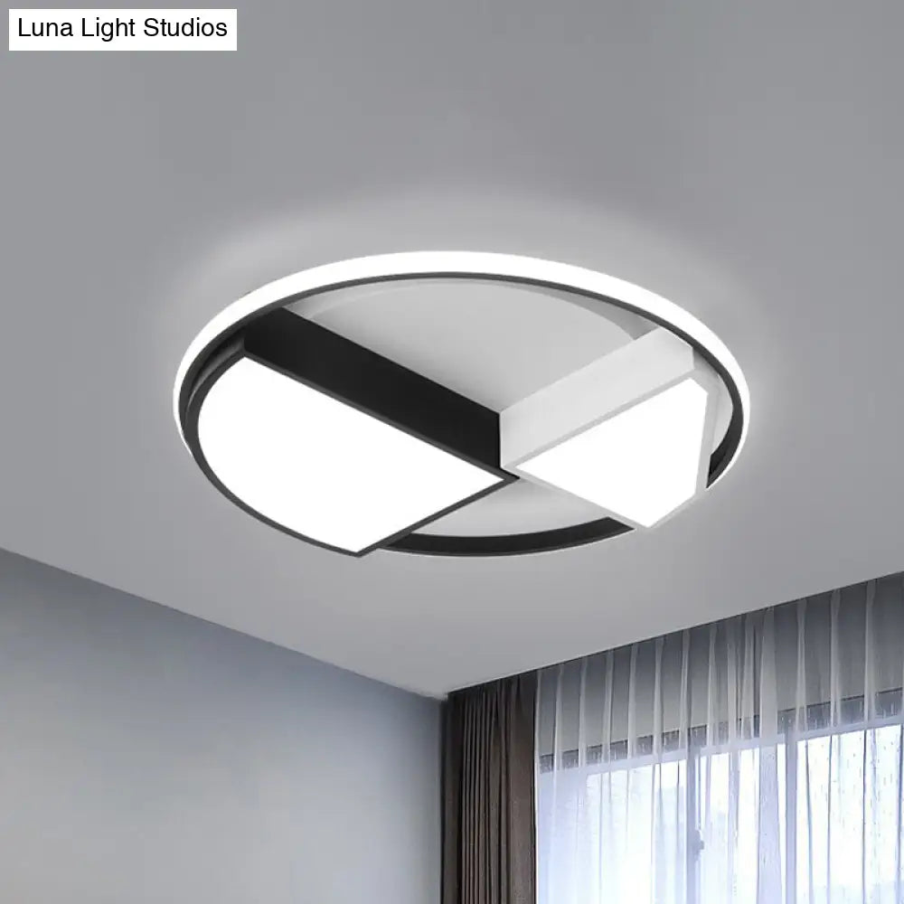 Modern Metal Diamond Ceiling Mounted Led Fixture - 16/19.5 Wide Black-White Flushmount Lighting