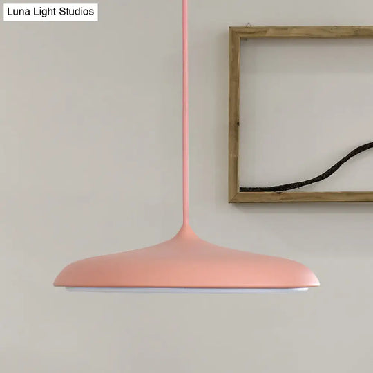 Modern Metal Pendant Light With White/Pink/Yellow Shade - 10/16 Diameter Warm/White Lighting Pink /