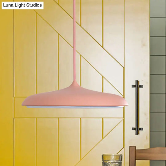 Modern Metal Pendant Light With White/Pink/Yellow Shade - 10/16 Diameter Warm/White Lighting