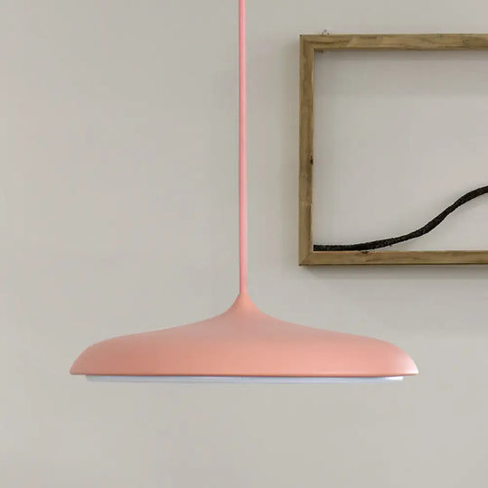 Modern Metal Disk Ceiling Pendant Light - 10’/16’ Diameter 1 White/Pink/Yellow Warm/White