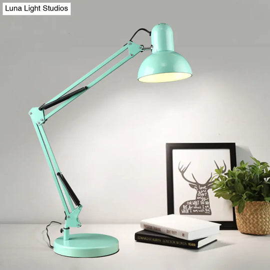 Modern Metal Dome Desk Lamp - 1 Head Reading Light For Bedroom In Green/Red