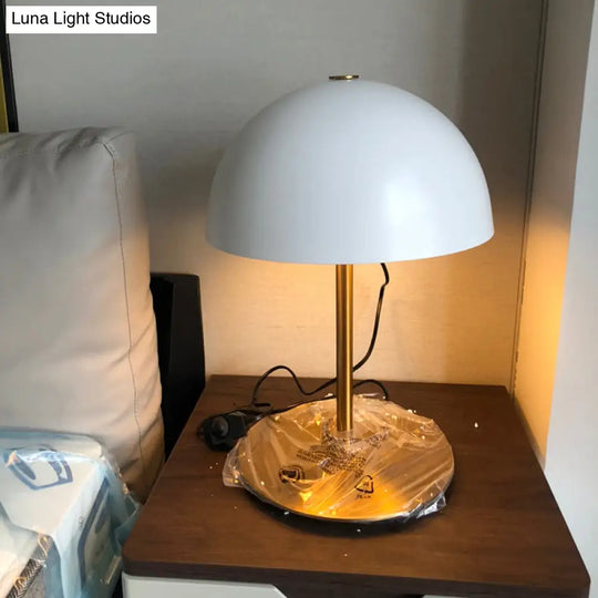 Modern Metal Dome Night Lamp - 1-Light Bedside Table Light With On-Off Switch