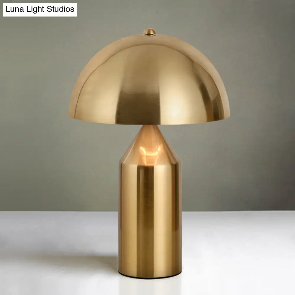 Modern Metal Dome Nightstand Lamp - Sleek Gold Finish With Pencil Base