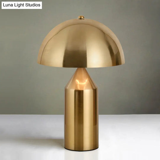 Modern Metal Dome Nightstand Lamp - Sleek Gold Finish With Pencil Base