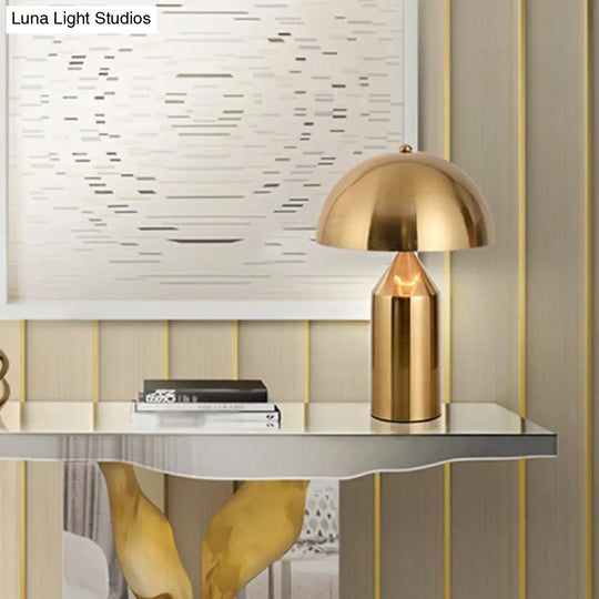 Modern Metal Dome Nightstand Lamp - Sleek Gold Finish With Pencil Base