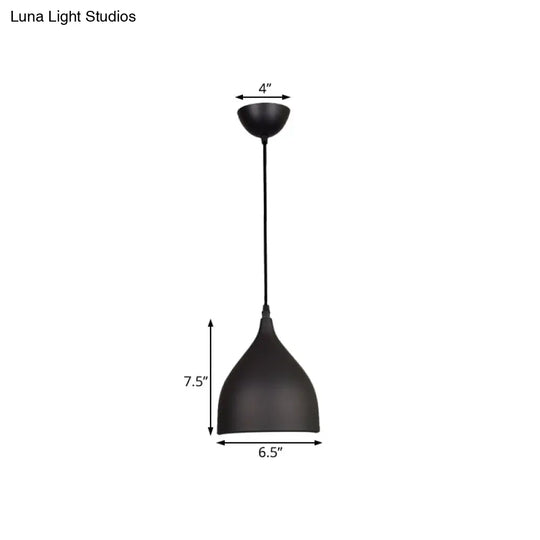 Modern Metal Dome Pendant Ceiling Light - 6.5/10/12 Width 1 Black/White/Red Suspension