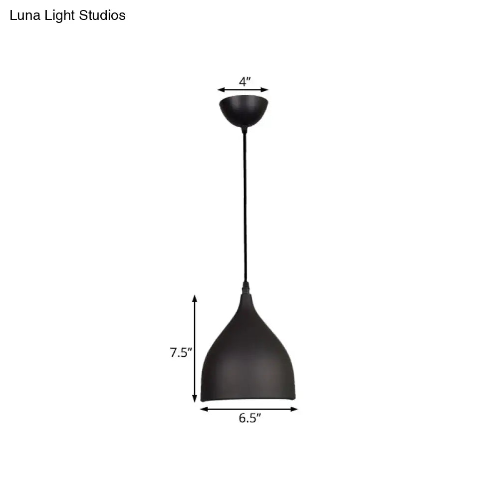 Modern Metal Dome Pendant Ceiling Light - 6.5’/10’/12’ Wide 1 Black/White/Red Suspended