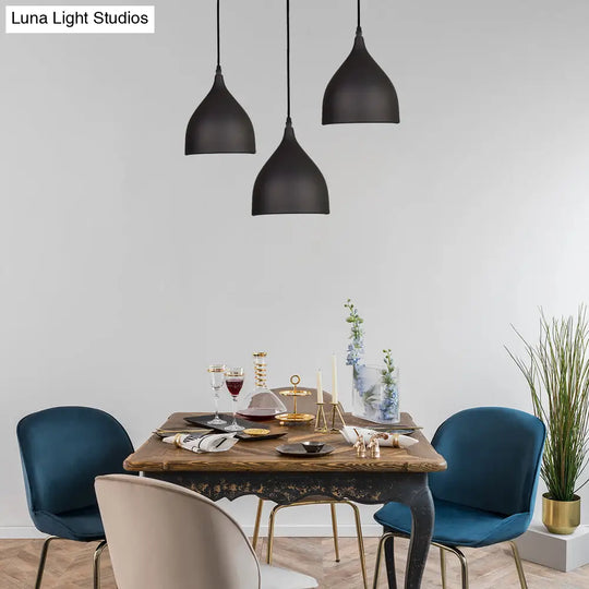 Modern Metal Dome Pendant Ceiling Light - 6.5/10/12 Width 1 Black/White/Red Suspension Black / 6.5