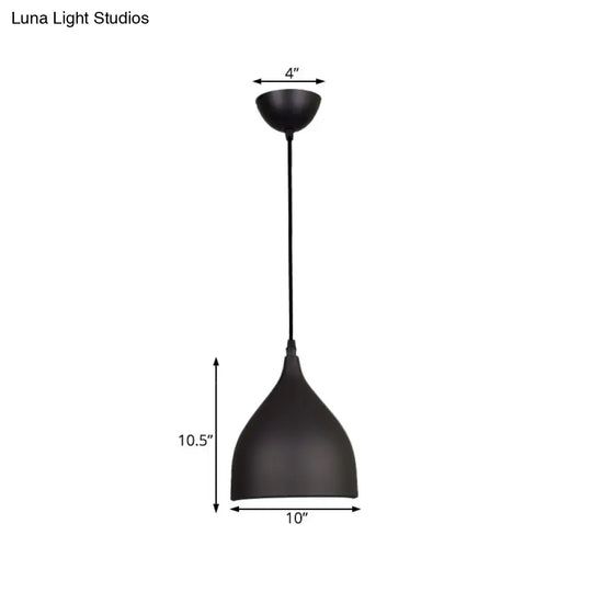 Modern Metal Dome Pendant Ceiling Light - 6.5/10/12 Width 1 Black/White/Red Suspension