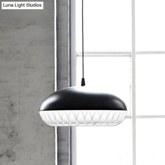 Modern Metal Dome Pendant Light For Restaurants - 1 Bulb White/Black Down Lighting Black