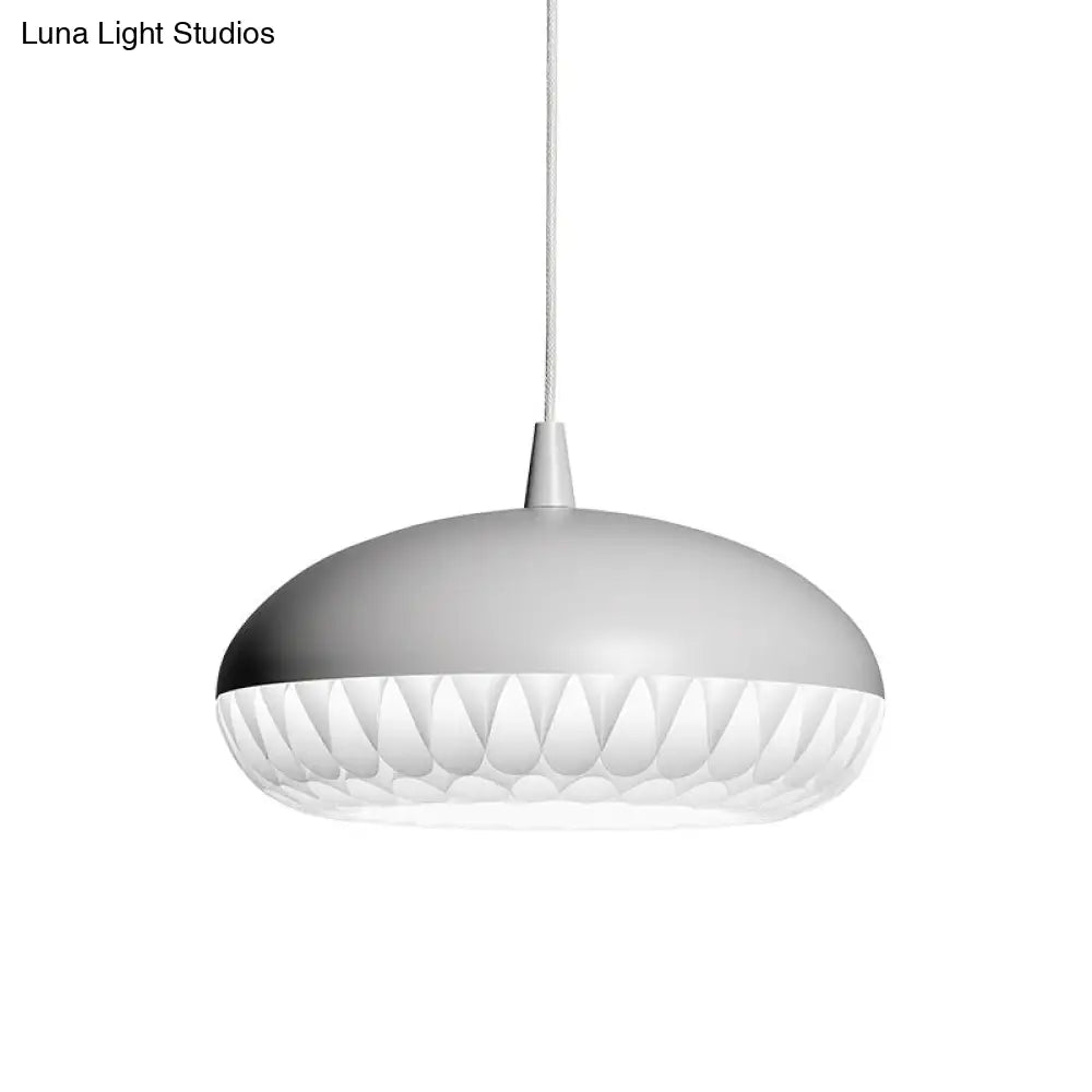 Modern Metal Dome Pendant Light - White/Black Down Lighting For Restaurants