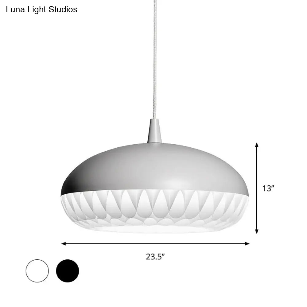 Modern Metal Dome Pendant Light For Restaurants - 1 Bulb White/Black Down Lighting