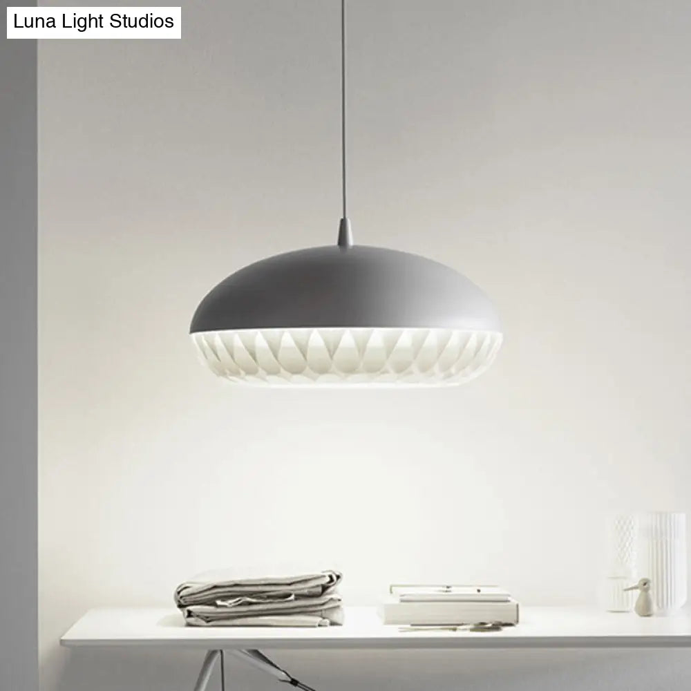 Modern Metal Dome Pendant Light For Restaurants - 1 Bulb White/Black Down Lighting White