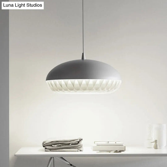 Modern Metal Dome Pendant Light For Restaurants - 1 Bulb White/Black Down Lighting White