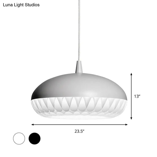 Modern Metal Dome Pendant Light - White/Black Down Lighting For Restaurants