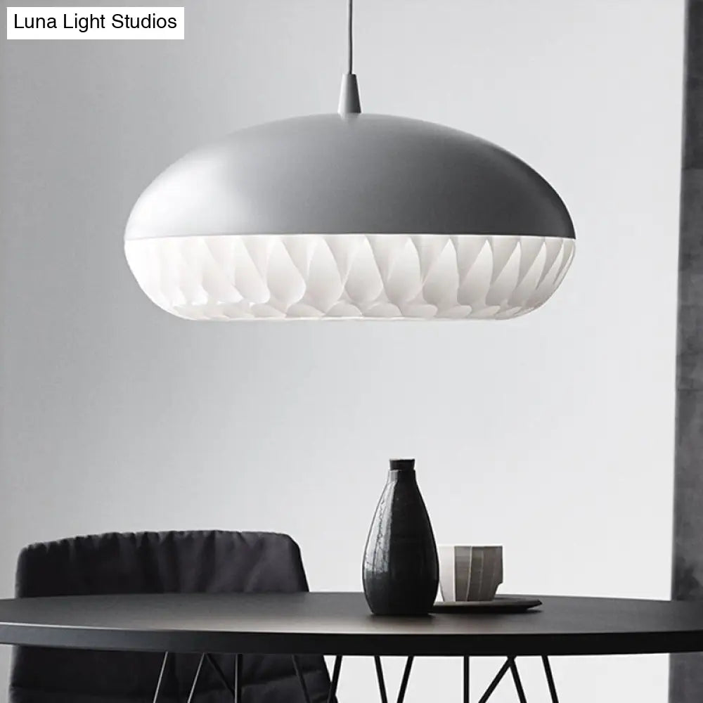 Modern Metal Dome Pendant Light For Restaurants - 1 Bulb White/Black Down Lighting