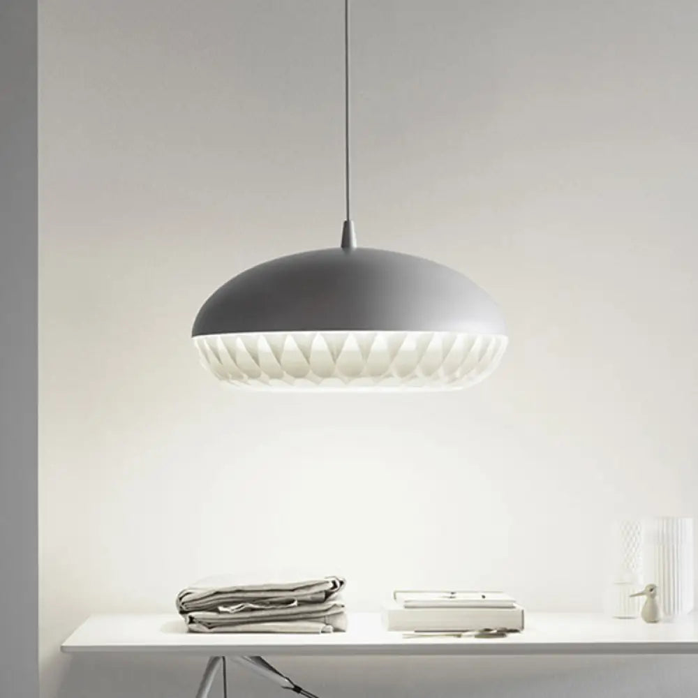 Modern Metal Dome Pendant Light - White/Black Down Lighting For Restaurants White