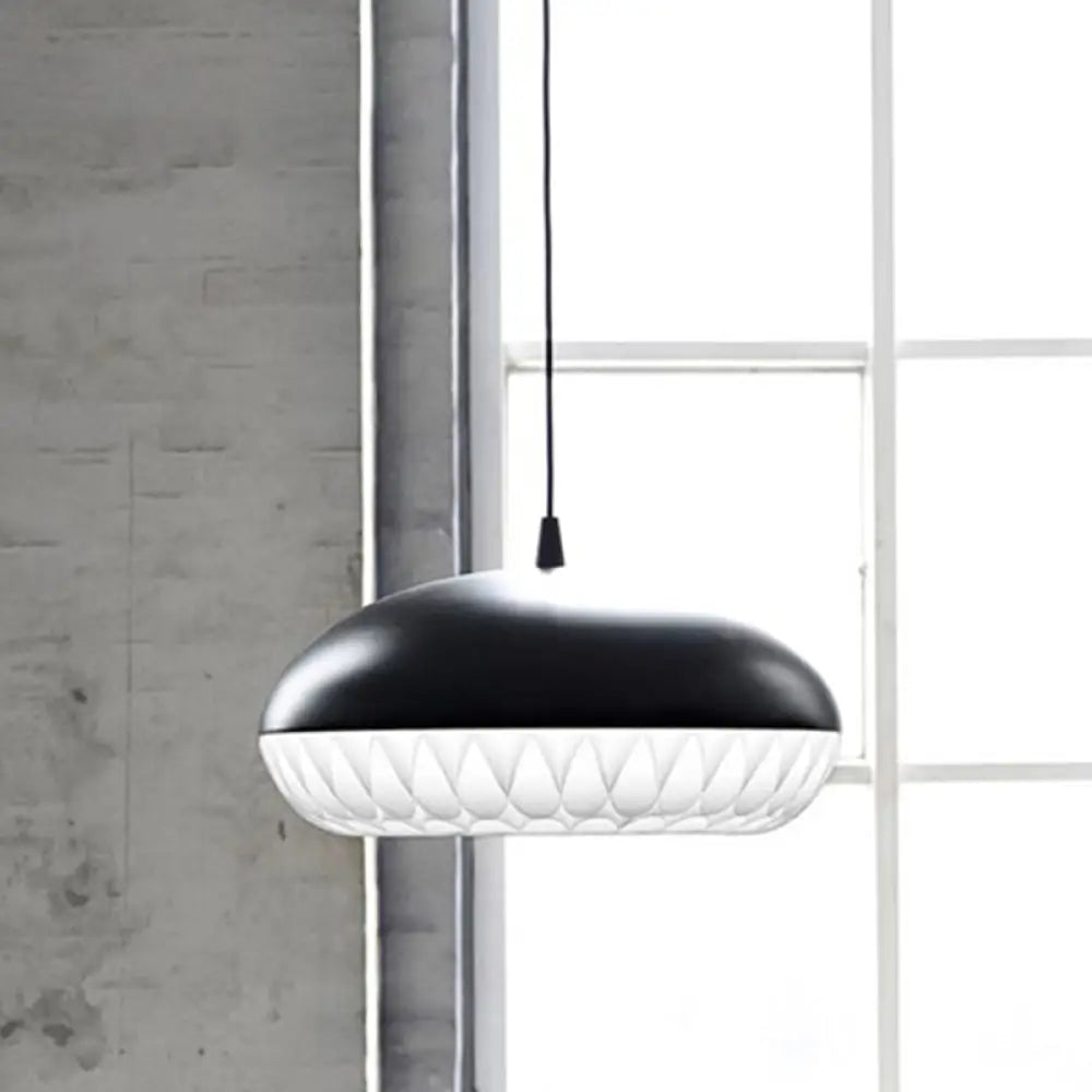 Modern Metal Dome Pendant Light - White/Black Down Lighting For Restaurants Black