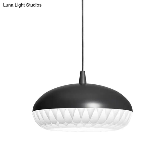 Modern Metal Dome Pendant Light - White/Black Down Lighting For Restaurants