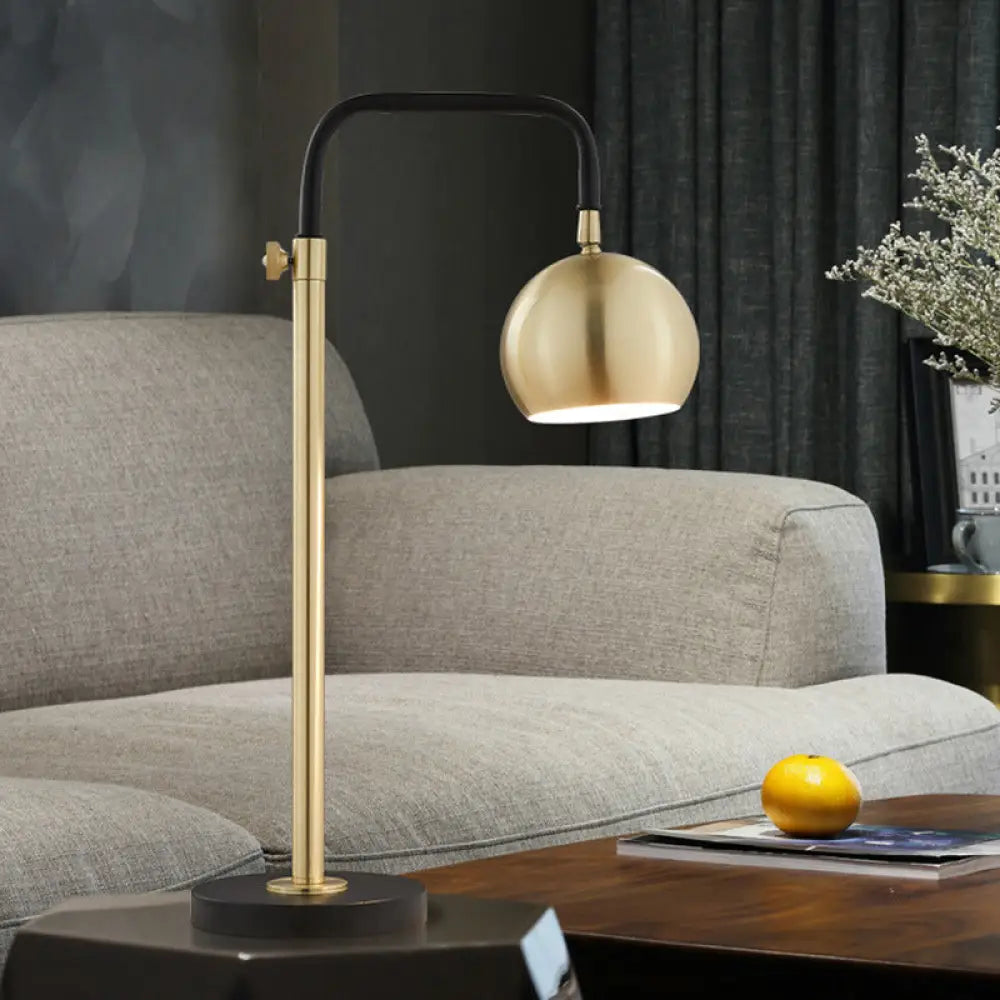 Modern Metal Dome Shaped Gold Nightstand Lamp With 1 Bulb Essential Living Room Lighting