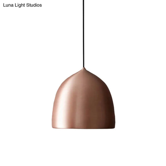 Modern Metal Domed Hanging Light - 1 Suspension Pendant For Dining Room Black/Copper Finish