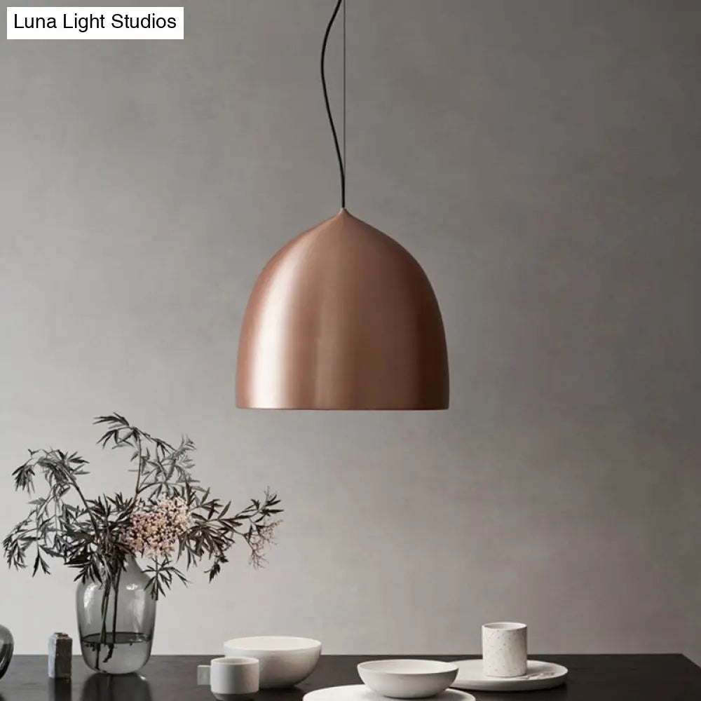 Modern Metal Domed Hanging Light - 1 Suspension Pendant For Dining Room Black/Copper Finish Copper