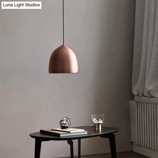 Modern Metal Domed Hanging Light - 1 Suspension Pendant For Dining Room Black/Copper Finish