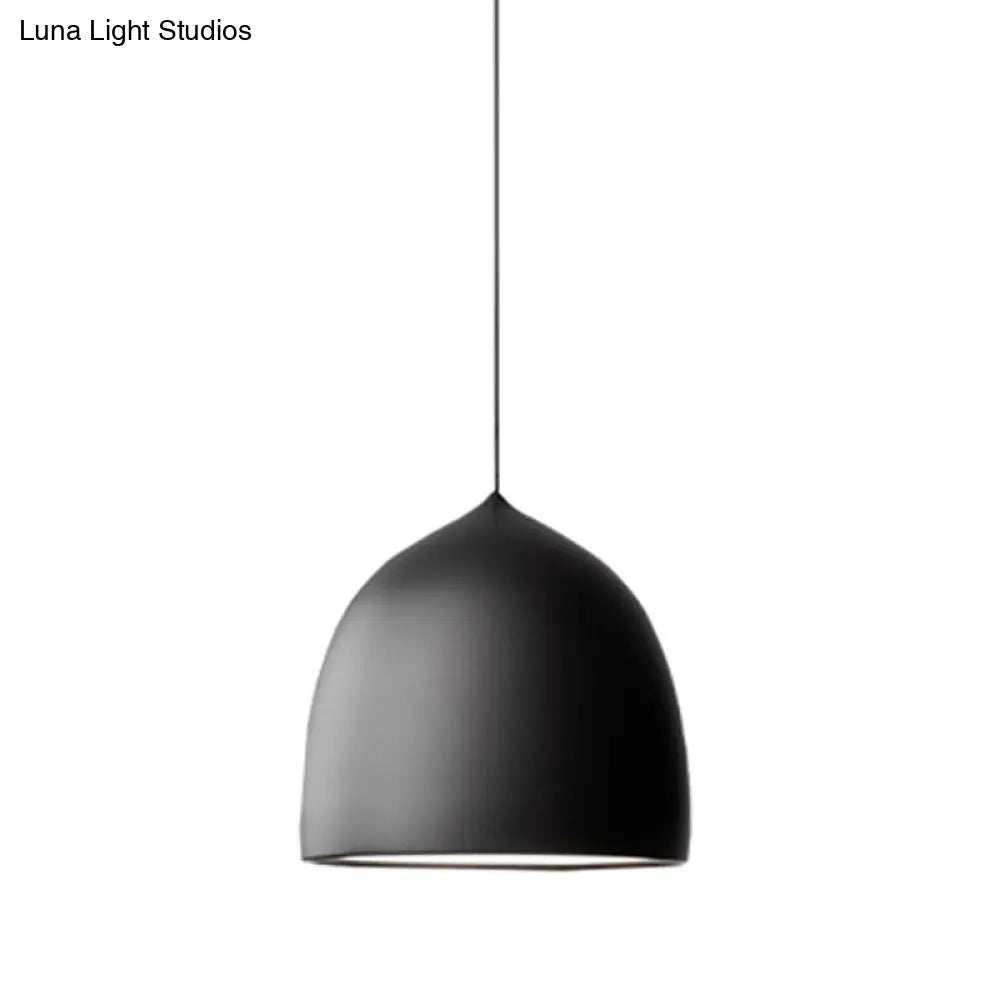 Modern Metal Domed Pendant Light - 1-Light Black/Copper Suspension For Dining Room