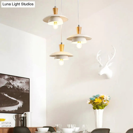 Modern Metal Domed Suspension Lamp - 1 Light White Ceiling Pendant For Dining Room