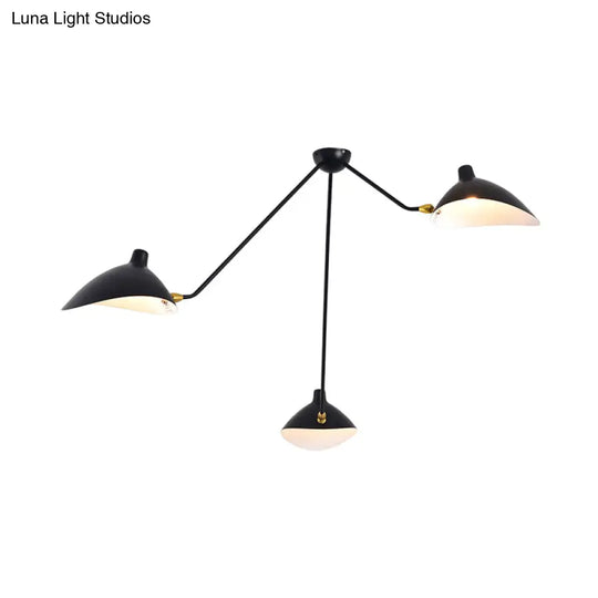 Modern Metal Duckbill Hanging Lamp Black Chandelier With 2/3/5 Lights For Living Room