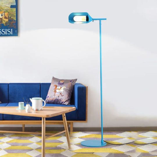 Modern Metal Floor Lamp For Bedroom- Black/White/Blue Folded Standing Light Blue