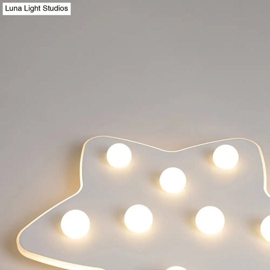 Modern Metal Flush Ceiling Light: Blue/Pink/White Stars 8 Bulbs - Ideal For Kids’ Rooms