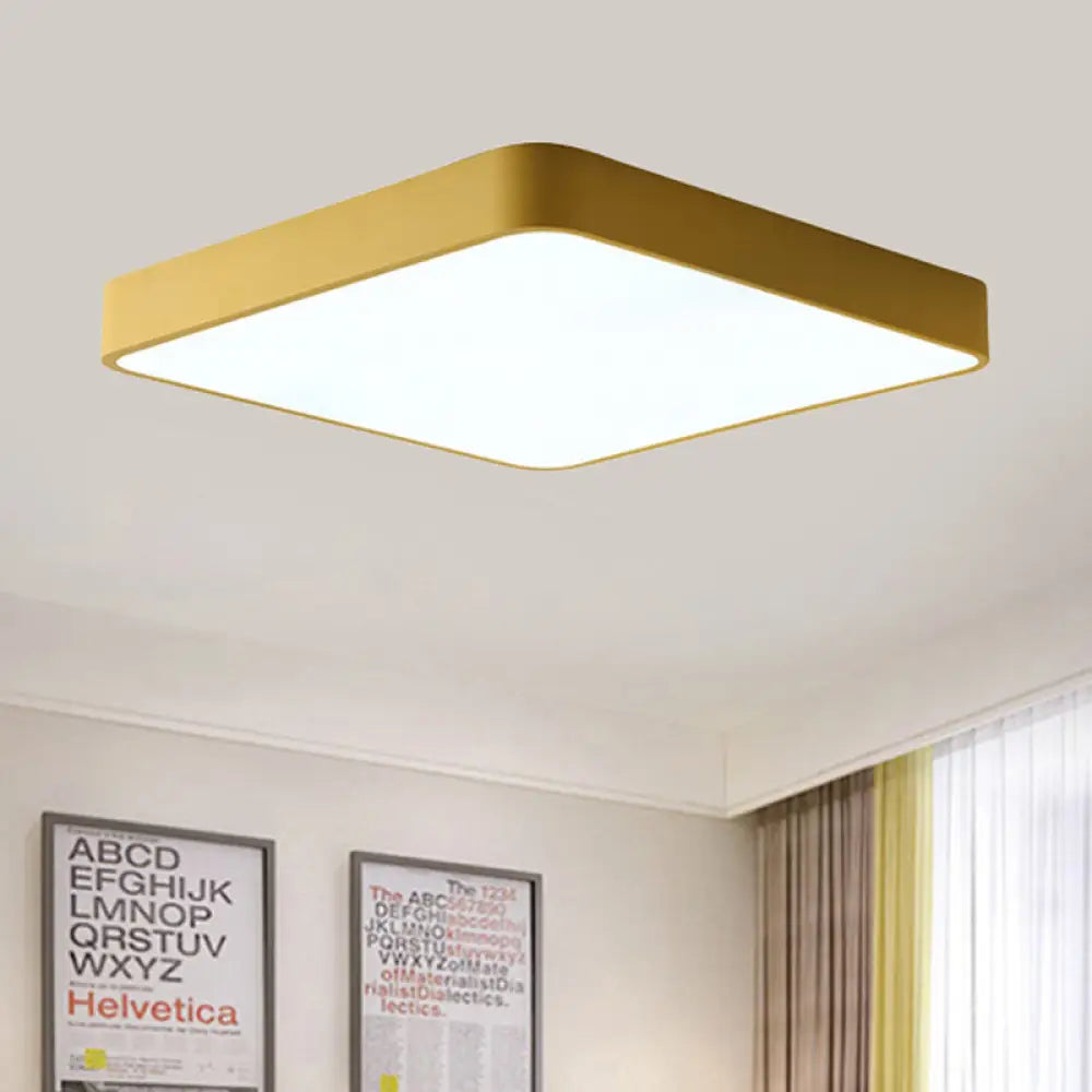 Modern Metal Flush Mount Ceiling Lamp - 16’/19.5’/23.5’ Wide Square Led Yellow/Green
