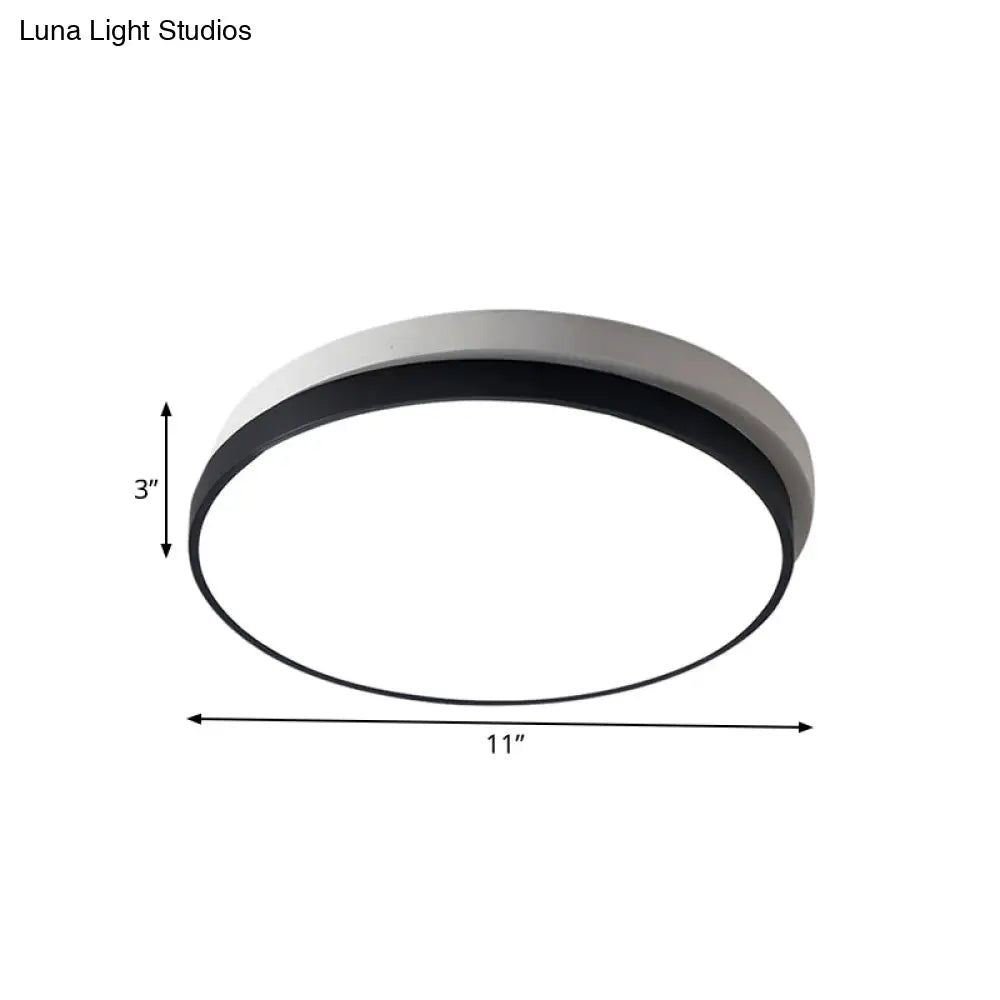 Modern Metal Flush Mount Ceiling Light Fixture With Led Acrylic Shade - Black 11’/15’/19’ Diameter