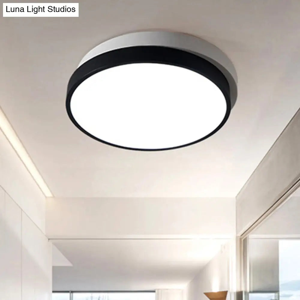 Modern Metal Flush Mount Ceiling Light Fixture With Led Acrylic Shade - Black 11’/15’/19’ Diameter