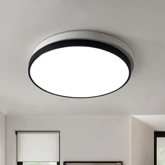 Modern Metal Flush Mount Ceiling Light Fixture With Led Acrylic Shade - Black 11’/15’/19’