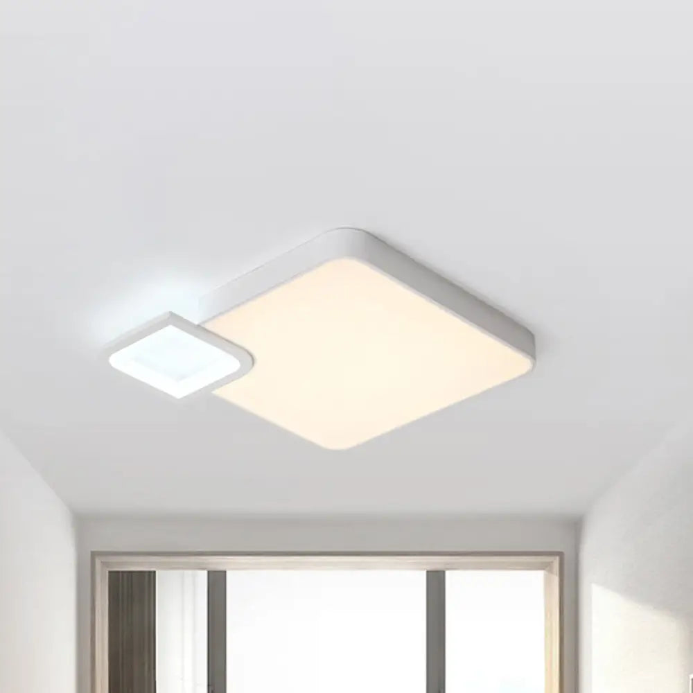 Modern Metal Flush Mount Ceiling Light For Living Room - White/Black Led Warm/White 18’/21.5’