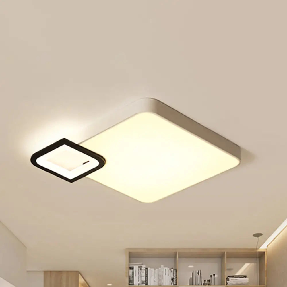 Modern Metal Flush Mount Ceiling Light For Living Room - White/Black Led Warm/White 18’/21.5’