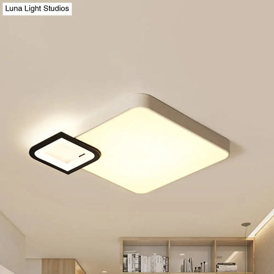 Modern Metal Flush Mount Ceiling Light For Living Room - White/Black Led Warm/White 18/21.5 Wide