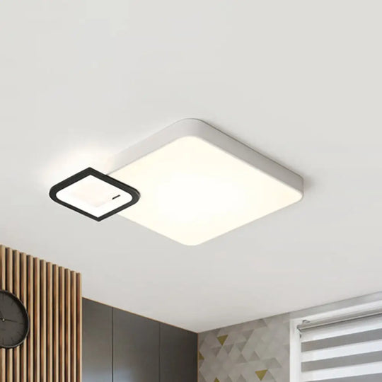 Modern Metal Flush Mount Ceiling Light For Living Room - White/Black Led Warm/White 18’/21.5’