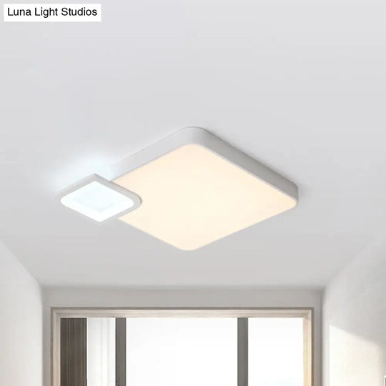 Modern Metal Flush Mount Ceiling Light For Living Room - White/Black Led Warm/White 18/21.5 Wide