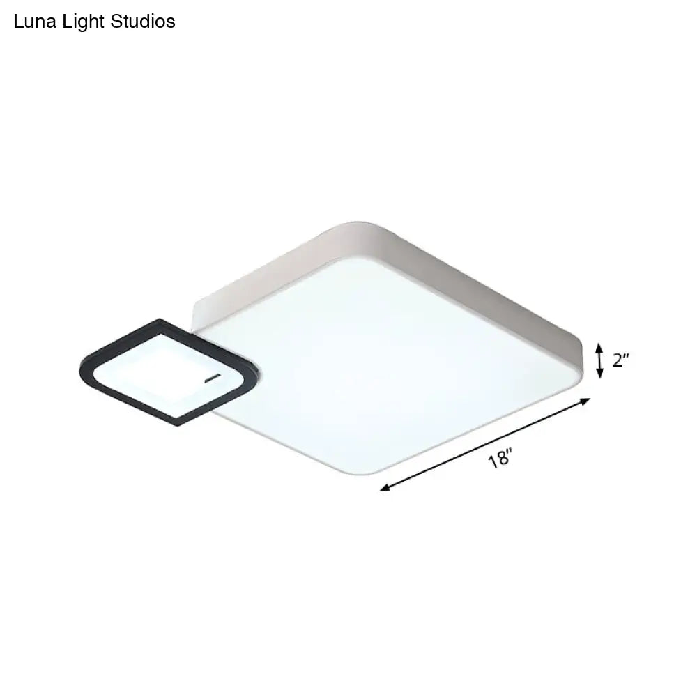 Modern Metal Flush Mount Ceiling Light For Living Room - White/Black Led Warm/White 18/21.5 Wide