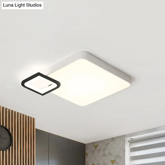 Modern Metal Flush Mount Ceiling Light For Living Room - White/Black Led Warm/White 18/21.5 Wide