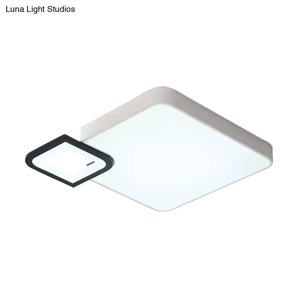 Modern Metal Flush Mount Ceiling Light For Living Room - White/Black Led Warm/White 18/21.5 Wide